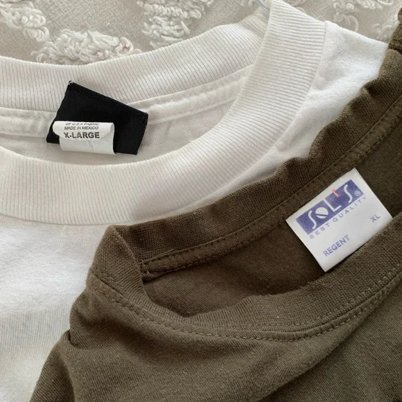 Bundle: 2 Men’s Crewneck T-Shirts: Olive w/Paris Print & White w/Hawaii Print XL - Picture 6 of 10